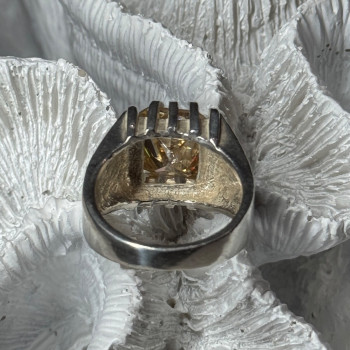 Men'S 925 Sterling Silver Yellow Spinel Ring Size 8.5