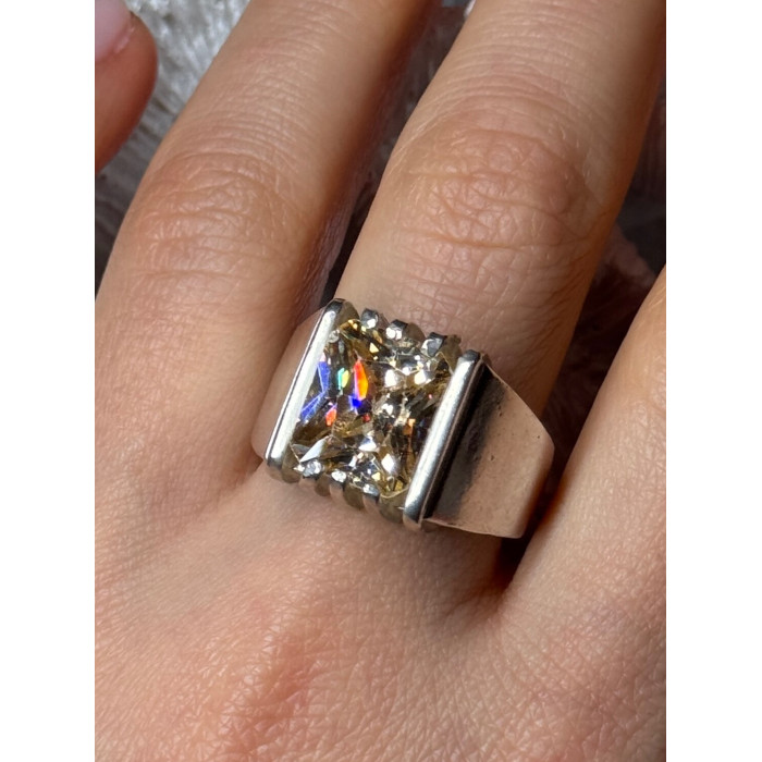 MEN'S 925 STERLING SILVER YELLOW SPINEL RING SIZE 8.5