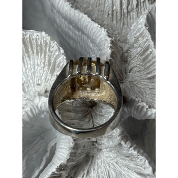 MEN'S 925 STERLING SILVER YELLOW SPINEL RING SIZE 8.5