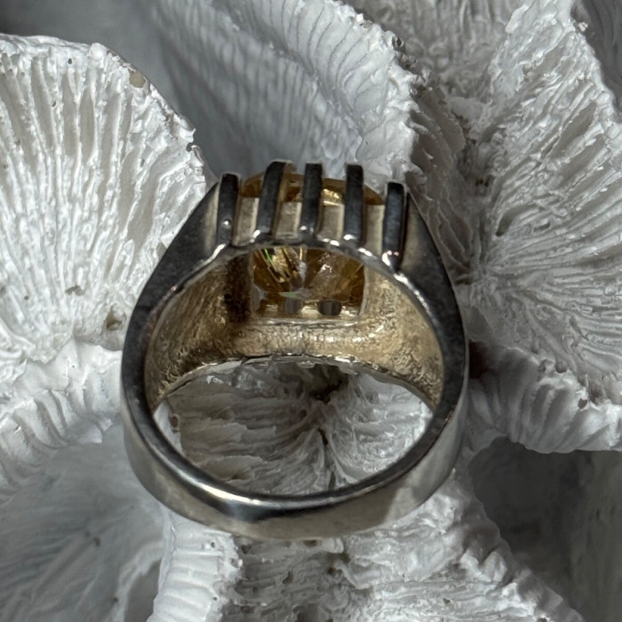 Men'S 925 Sterling Silver Yellow Spinel Ring Size 8.5