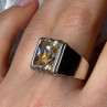 Men'S 925 Sterling Silver Yellow Spinel Ring Size 8.5