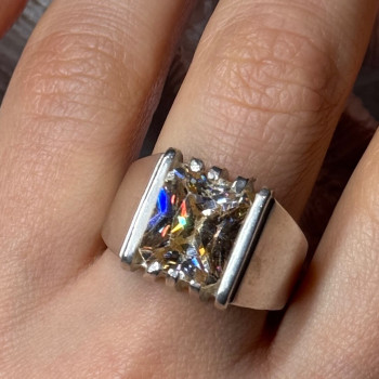 Men'S 925 Sterling Silver Yellow Spinel Ring Size 8.5