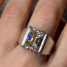 Men'S 925 Sterling Silver Yellow Spinel Ring Size 8.5