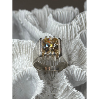 MEN'S 925 STERLING SILVER YELLOW SPINEL RING SIZE 8.5