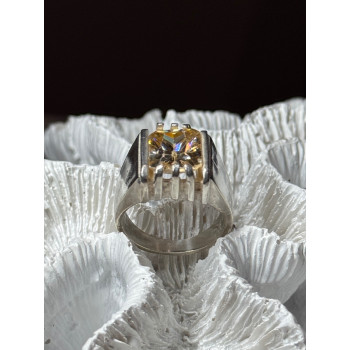 MEN'S 925 STERLING SILVER YELLOW SPINEL RING SIZE 8.5