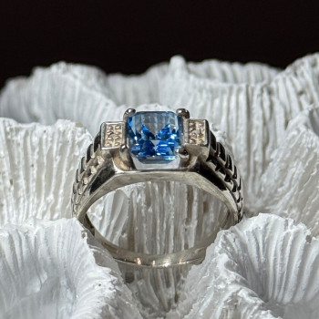 925 Sterling Silver Spinel Men'S Ring Size 8.5