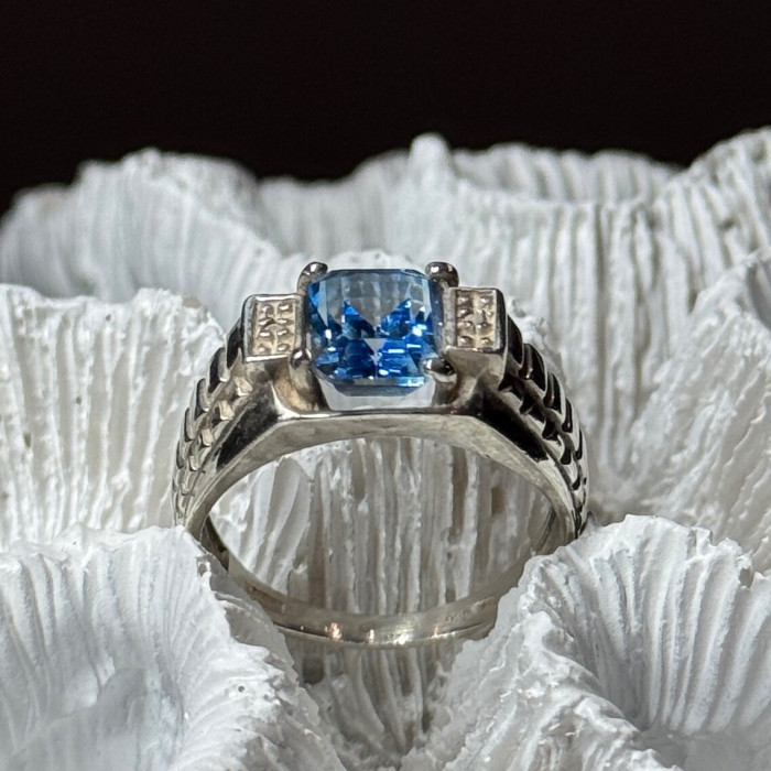 925 Sterling Silver Spinel Men'S Ring Size 8.5