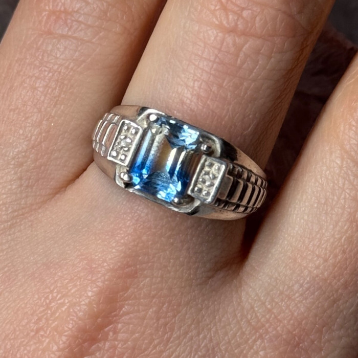 925 Sterling Silver Spinel Men'S Ring Size 8.5