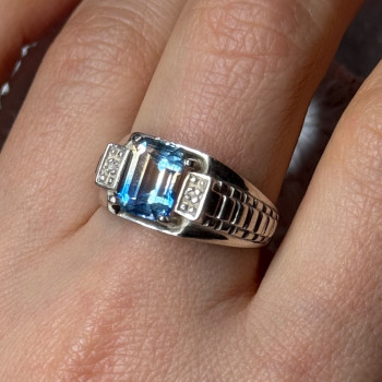 925 Sterling Silver Spinel Men'S Ring Size 8.5