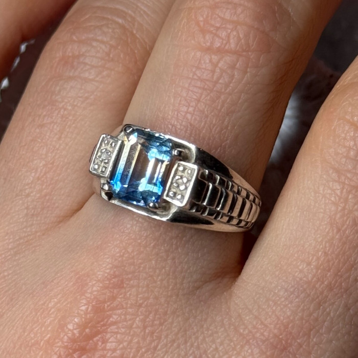 925 Sterling Silver Spinel Men'S Ring Size 8.5