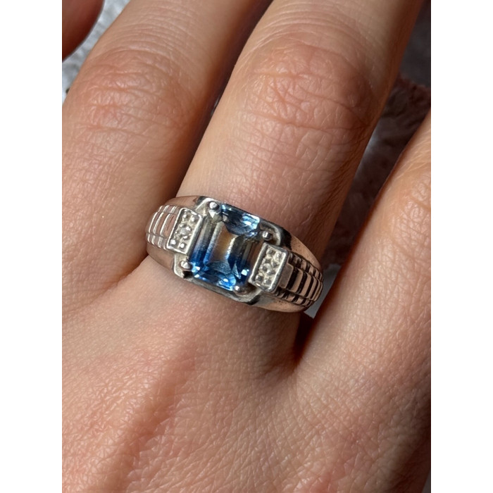 925 Sterling Silver Spinel Men's Ring Size 8.5