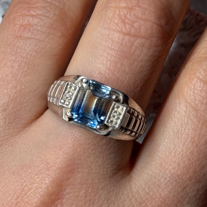 925 Sterling Silver Spinel Men'S Ring Size 8.5