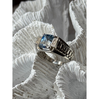 925 Sterling Silver Spinel Men's Ring Size 8.5