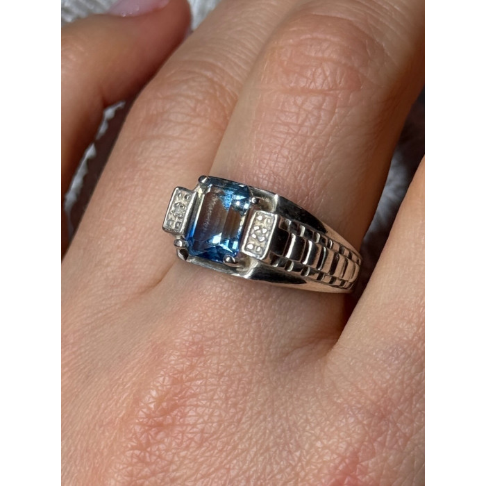 925 Sterling Silver Spinel Men's Ring Size 8.5