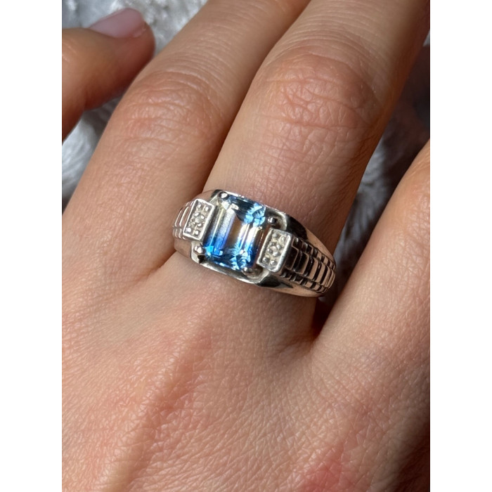 925 Sterling Silver Spinel Men's Ring Size 8.5