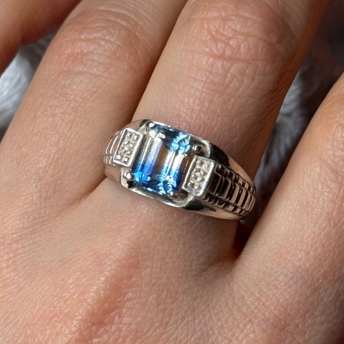 925 Sterling Silver Spinel Men'S Ring Size 8.5