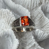 925 Sterling Silver Orange Citrine Men'S Ring Size 9