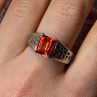 925 Sterling Silver Orange Citrine Men'S Ring Size 9