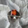 925 Sterling Silver Orange Citrine Men'S Ring Size 9