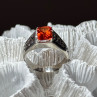 925 Sterling Silver Orange Citrine Men'S Ring Size 9