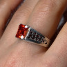 925 Sterling Silver Orange Citrine Men'S Ring Size 9