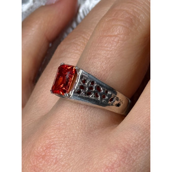 925 STERLING SILVER ORANGE CITRINE MEN'S RING SIZE 9