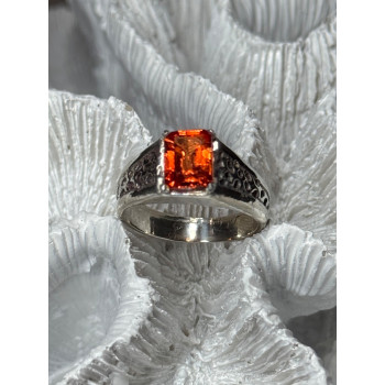 925 STERLING SILVER ORANGE CITRINE MEN'S RING SIZE 9