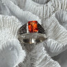925 Sterling Silver Orange Citrine Men'S Ring Size 9
