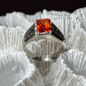 925 Sterling Silver Orange Citrine Men'S Ring Size 9