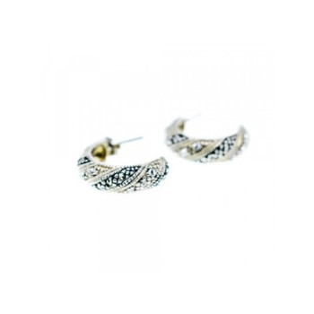 925 Sterling Silver CZ & Marcasites Stud Earrings