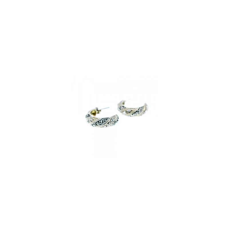 925 Sterling Silver CZ & Marcasites Stud Earrings