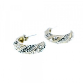 925 Sterling Silver CZ & Marcasites Stud Earrings