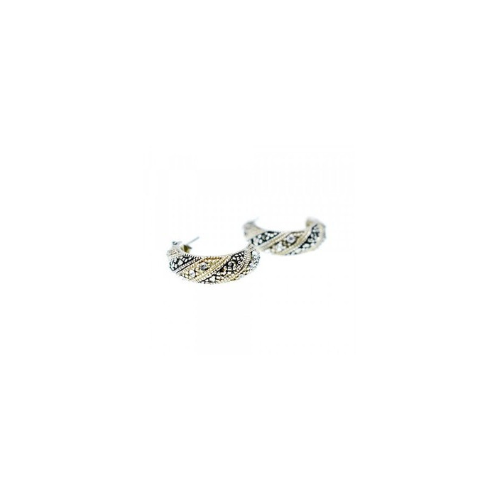 925 Sterling Silver CZ & Marcasites Stud Earrings