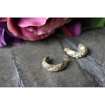 925 Sterling Silver CZ & Marcasites Stud Earrings