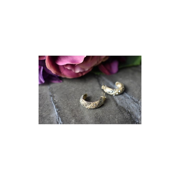 925 Sterling Silver CZ & Marcasites Stud Earrings