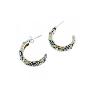 925 Sterling Silver CZ & Marcasites Stud Earrings