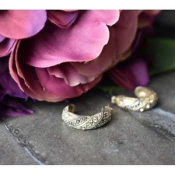 925 Sterling Silver CZ & Marcasites Stud Earrings