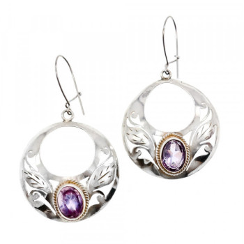 Vintage 925 Sterling Silver Amethyst Earrings