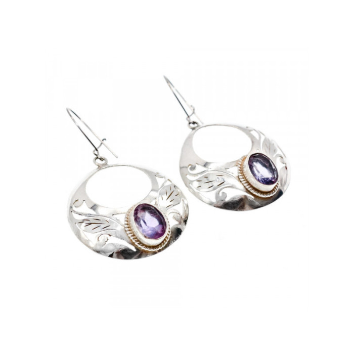 Vintage 925 Sterling Silver Amethyst Earrings