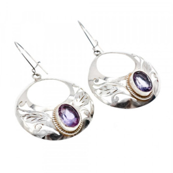 Vintage 925 Sterling Silver Amethyst Earrings
