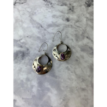 Vintage 925 Sterling Silver Amethyst Earrings