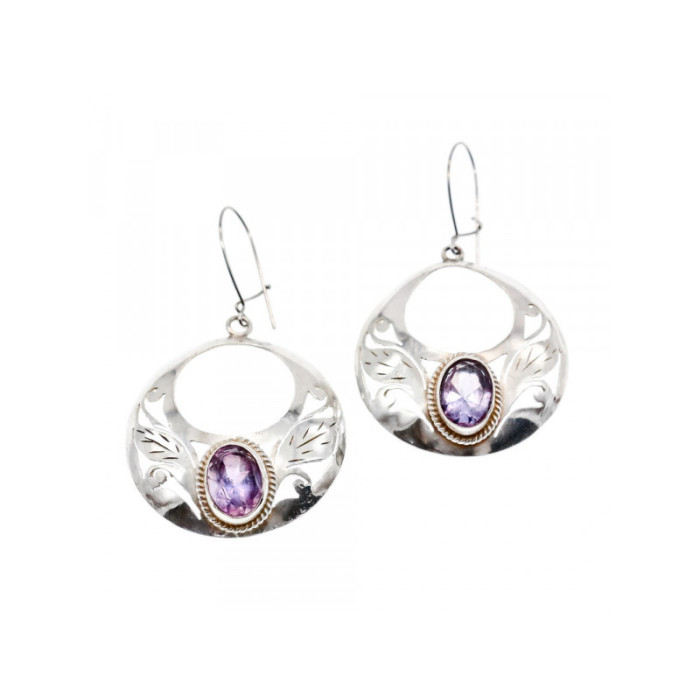 Vintage 925 Sterling Silver Amethyst Earrings