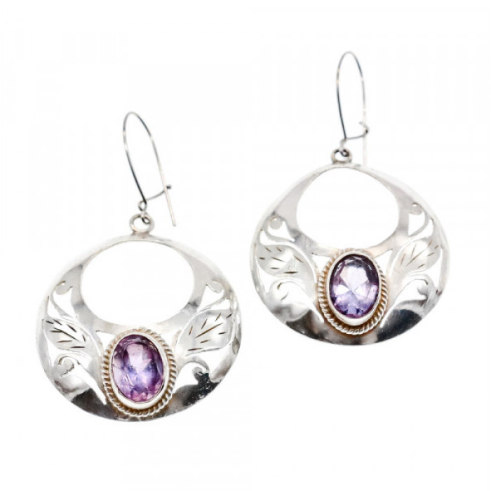 Vintage 925 Sterling Silver Amethyst Earrings