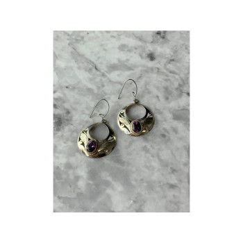Vintage 925 Sterling Silver Amethyst Earrings