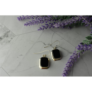 925 Sterling Silver Black Nephrite Earrings