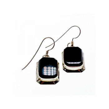 925 Sterling Silver Black Nephrite Earrings
