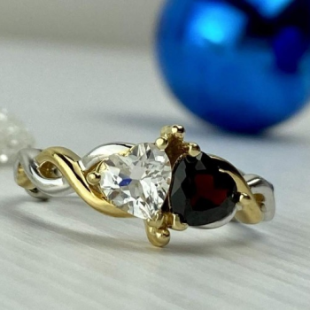 925 Sterling Silver Gold Plated Almandine & Spinel 