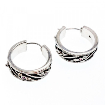 925 Sterling Silver Pink Spinel & Black Enamel Earrings