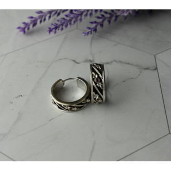 925 Sterling Silver Pink Spinel & Black Enamel Earrings