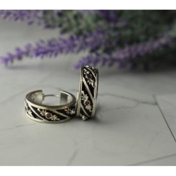 925 Sterling Silver Pink Spinel & Black Enamel Earrings
